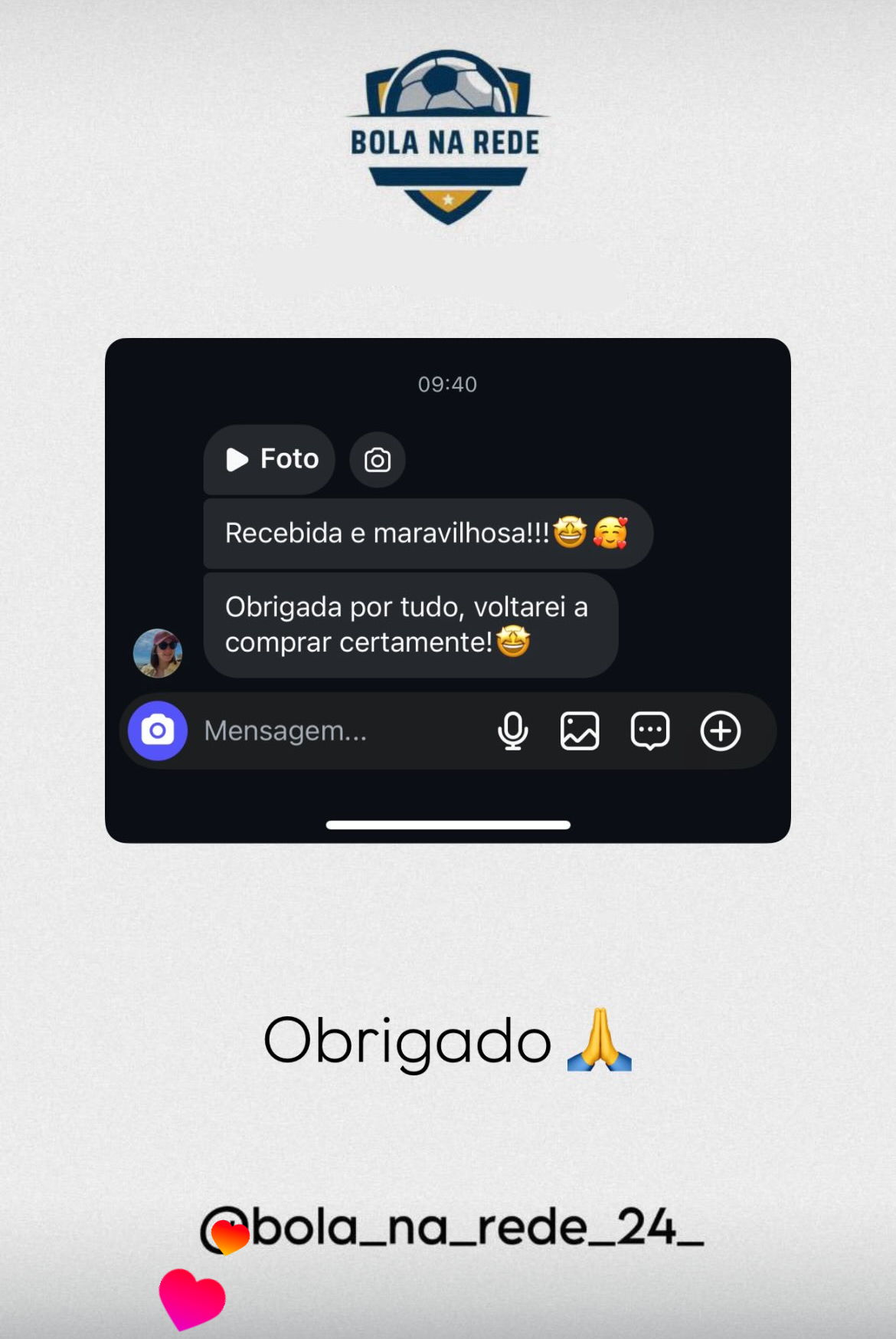 Print de cliente a confirmar qualidade da encomenda